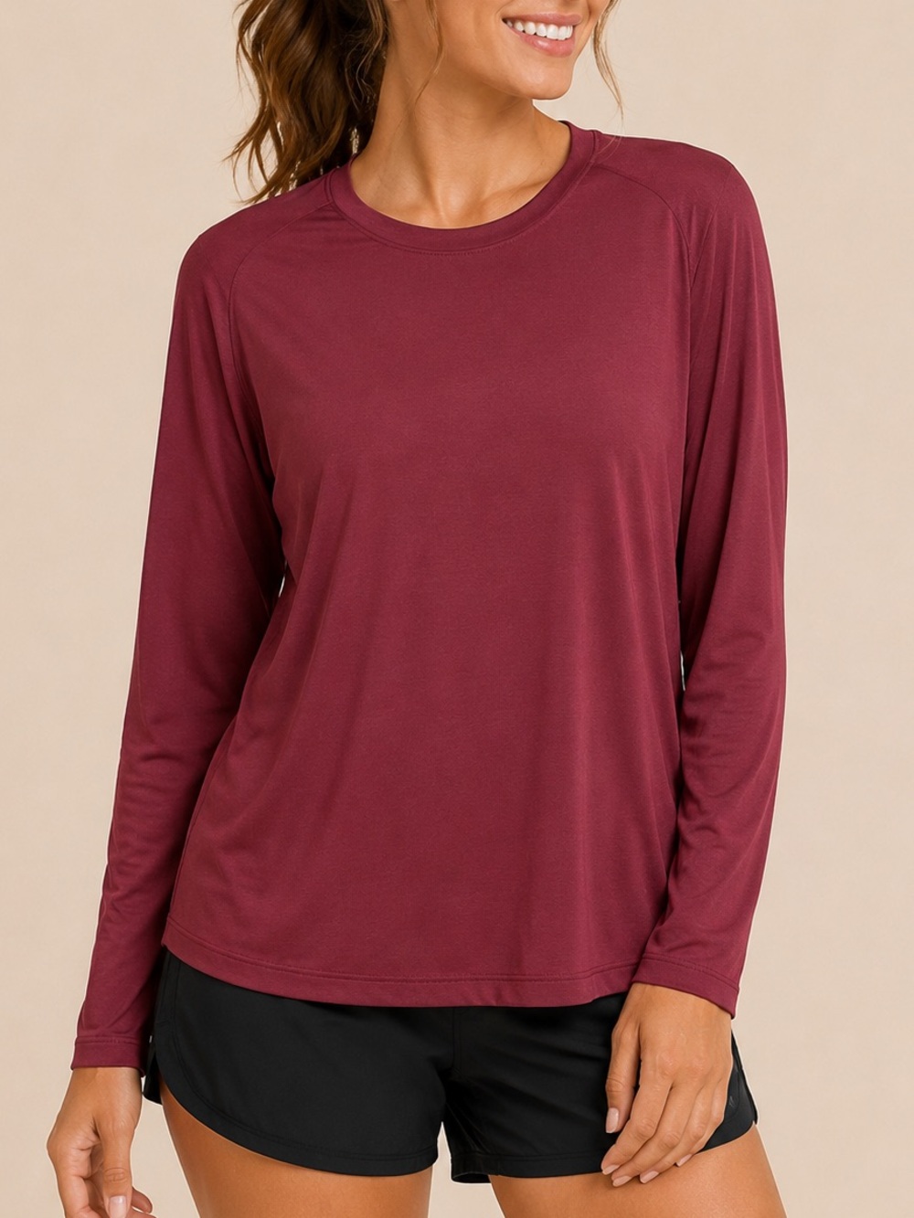 NWT a new day Long-Sleeve Crewneck Top - Burgundy